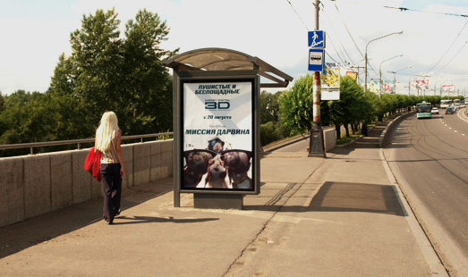 Пример размещения рекламы на остановках в Красноярске