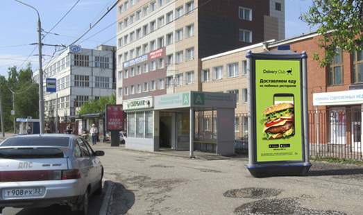 Пример размещения рекламы на пилларсах во Владимире