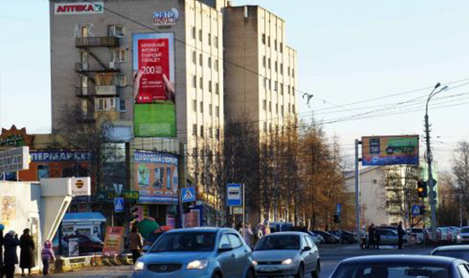Пример размещения рекламы на брандмауэрах в Архангельске
