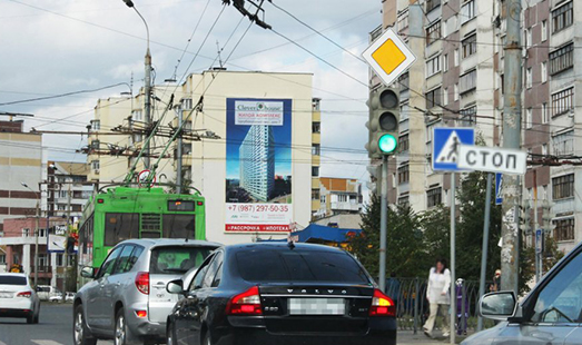 Пример размещения рекламы на брандмауэрах в Казани
