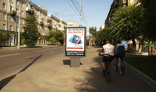 Пример размещения рекламы на сити-форматах в Красноярске