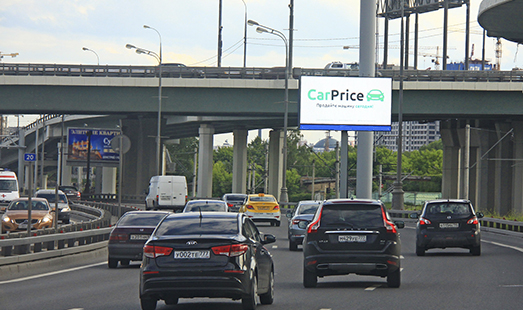 Пример размещения рекламы на цифровом билборде на ТТК, Северо-Запад, внешняя, 500 м после съезда на Звенигородское ш. в Москве; cторона А