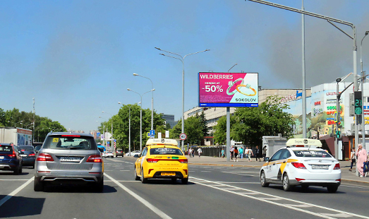 Пример размещения рекламы на цифровом билборде на Каширском ш.  25Б в Москве; cторона А
