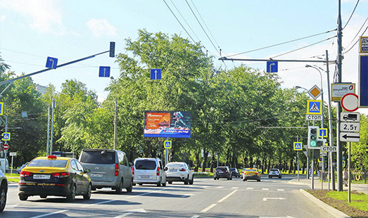 Пример размещения рекламы на цифровом билборде на Дмитровском ш. 102, ЦРП, пересечение с Дубнинским пр-дом в Москве