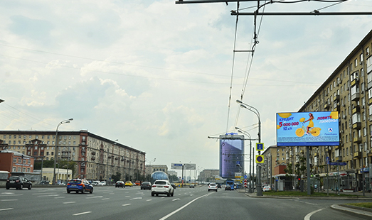 Пример размещения рекламы на цифровом билборде на Ленинградском пр-те  74к1 в Москве; cторона А