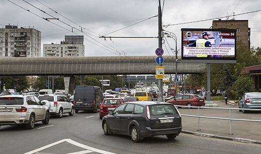 Пример размещения рекламы на цифровом билборде на ТТК, Сущевский вал, д. 60, после пересечения с Олимпийским пр-том в Москве