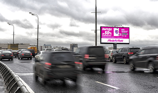 Пример размещения рекламы на цифровом билборде на ТТК, Северо-восток, внешняя, Рижская эстакада, 400 м до съезда на пр-т Мира в Москве