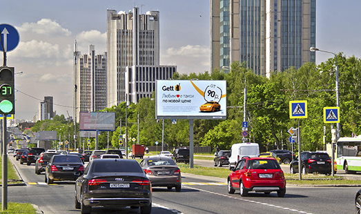 Пример размещения рекламы на цифровом билборде на пр-те Вернадского, д. 6, (р/п дублёра, напротив д. 11/19, 1 оп. 1 оп. после перес. с ул. Строителей) поз. 124 в Москве