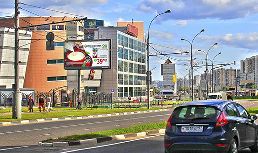 Пример размещения рекламы на цифровом билборде на Люблинской ул., д. 151, (у 8 оп. до пересечения с ул. Верхние Поля) в Москве