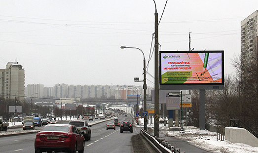 Пример размещения рекламы на цифровом билборде на Проектируемом пр-де № 5396, 400 метров после Братеевского моста в Москве