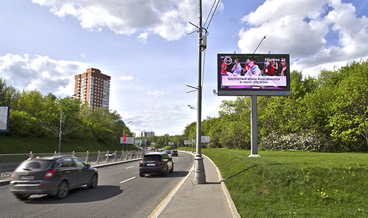Пример размещения рекламы на цифровом билборде на Рублевском  ш., д. 10, ( м/у 2-3 оп. после съезда на Мал. Филевск ую ул.) в Москве