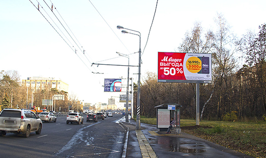 Пример размещения рекламы на цифровом билборде на ул. Курчатова Академика  пересечение с Волоколамским ш., д. 32 в Москве