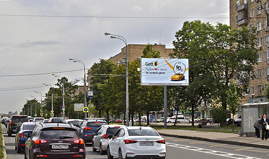 Пример размещения рекламы на цифровом билборде на ул. Гарибальди, д. 2, пересечение с Ленинским пр-том в Москве