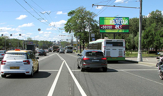 Пример размещения рекламы на цифровом билборде на Каширском ш., напротив дома 30, пересечение с проспектом Андропова в Москве