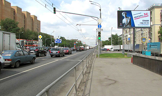 Пример размещения рекламы на цифровом билборде на Рязанском просп., дом 57, пересечение с Луховицкой улицей в Москве