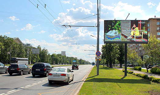 Пример размещения рекламы на цифровом билборде на Ленинском просп., дом 38  в Москве