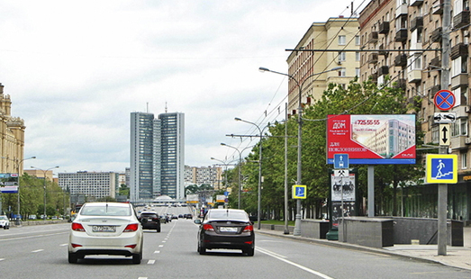 Пример размещения рекламы на цифровом билборде на Кутузовском пр-те,  9 корп.1 в Москве; cторона А