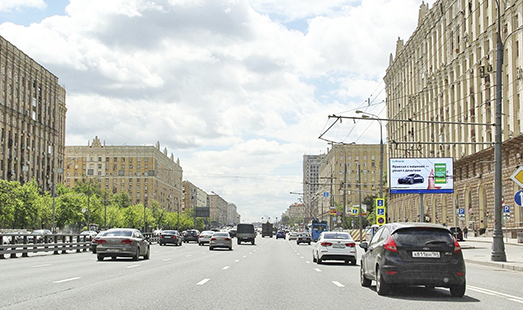Пример размещения рекламы на цифровом билборде на пр-те Мира 103, пересечение с пр-дом Ольминского в Москве; cторона А