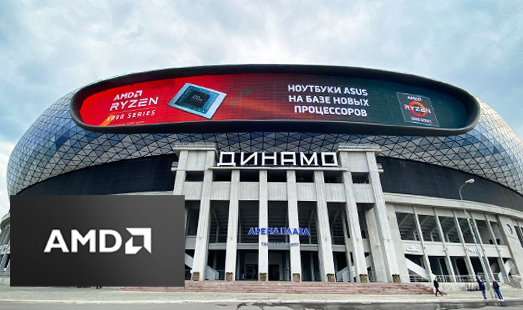 Рекламная кампания AMD на ВТБ Арене и БЦ Северная Башня, Деловой центр Москва-Сити
